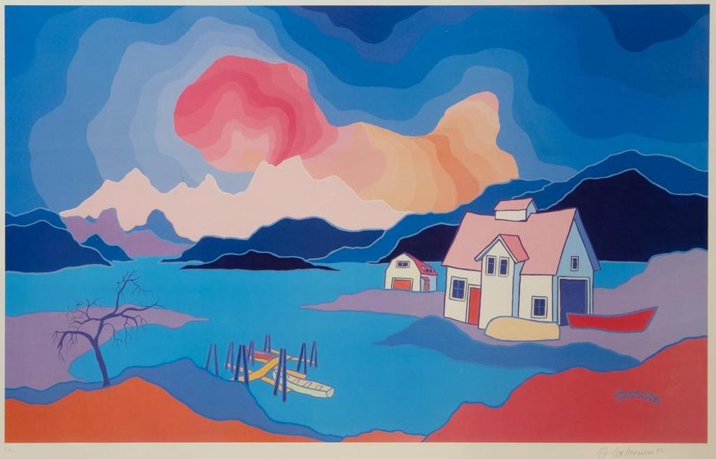 Ted Harrison (1926-2015) - Untitled-House and Dock