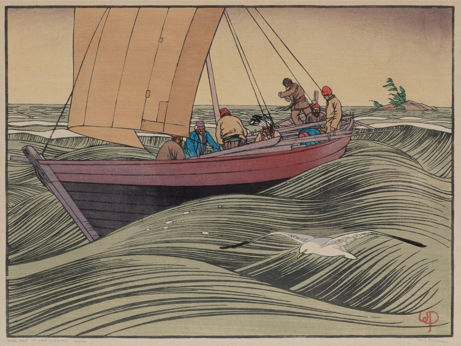 Walter Joseph (W.J.) Phillips (1884-1963) - York Boat On Lake Winnipeg