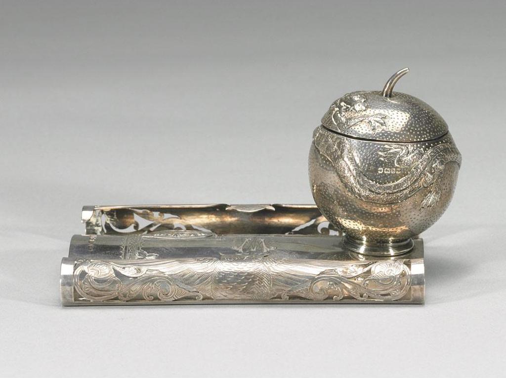 John Round - Victorian Silver Inkstand, Sheffield, 1887
