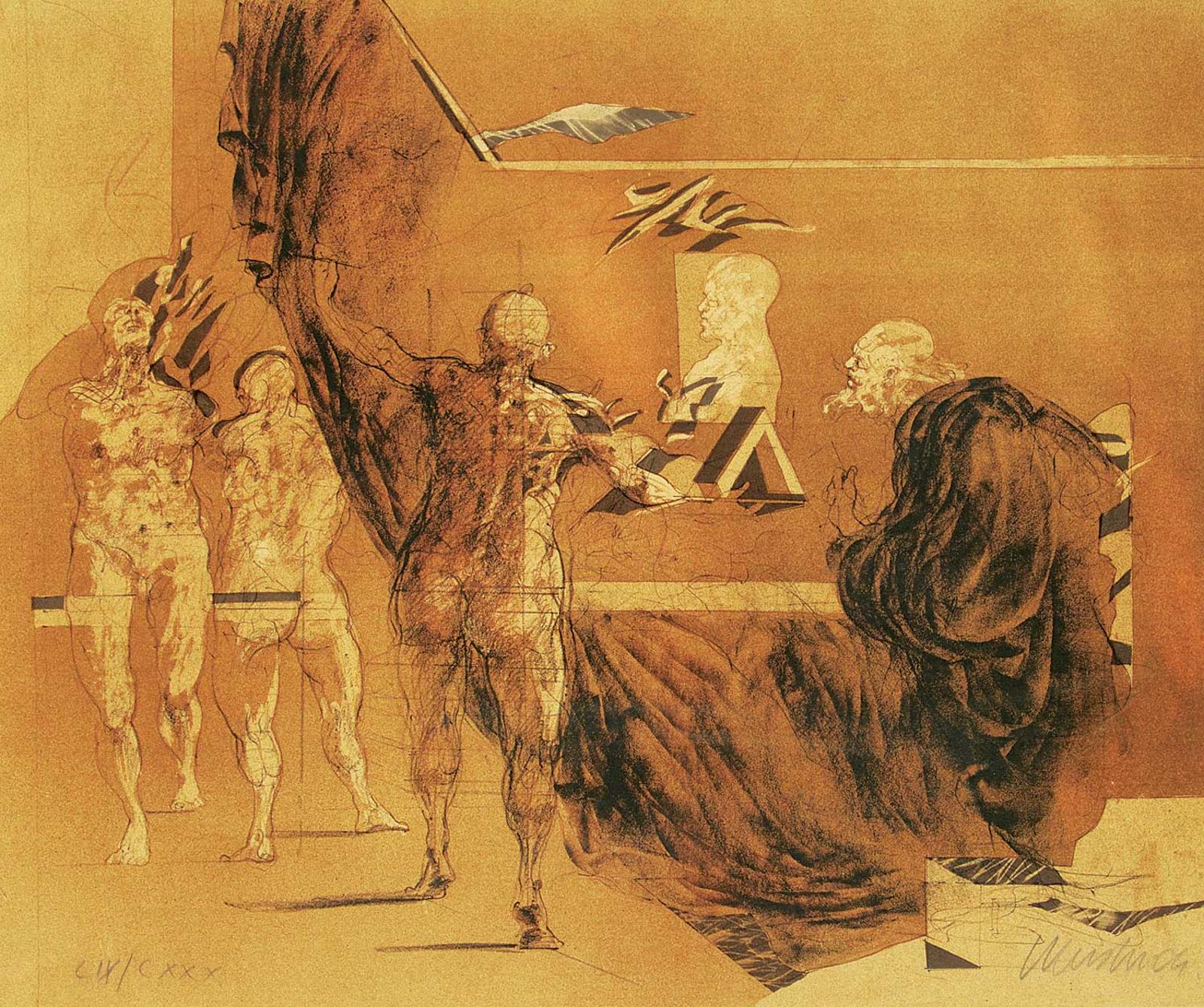 Claude Weisbuch (1927-2014) - Untitled - Tribute to DaVinci  #CIX/CXXX