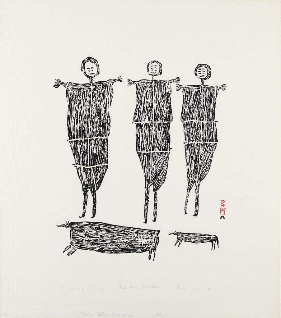 Parr (1893-1969) - Three Men And Two Dogs
