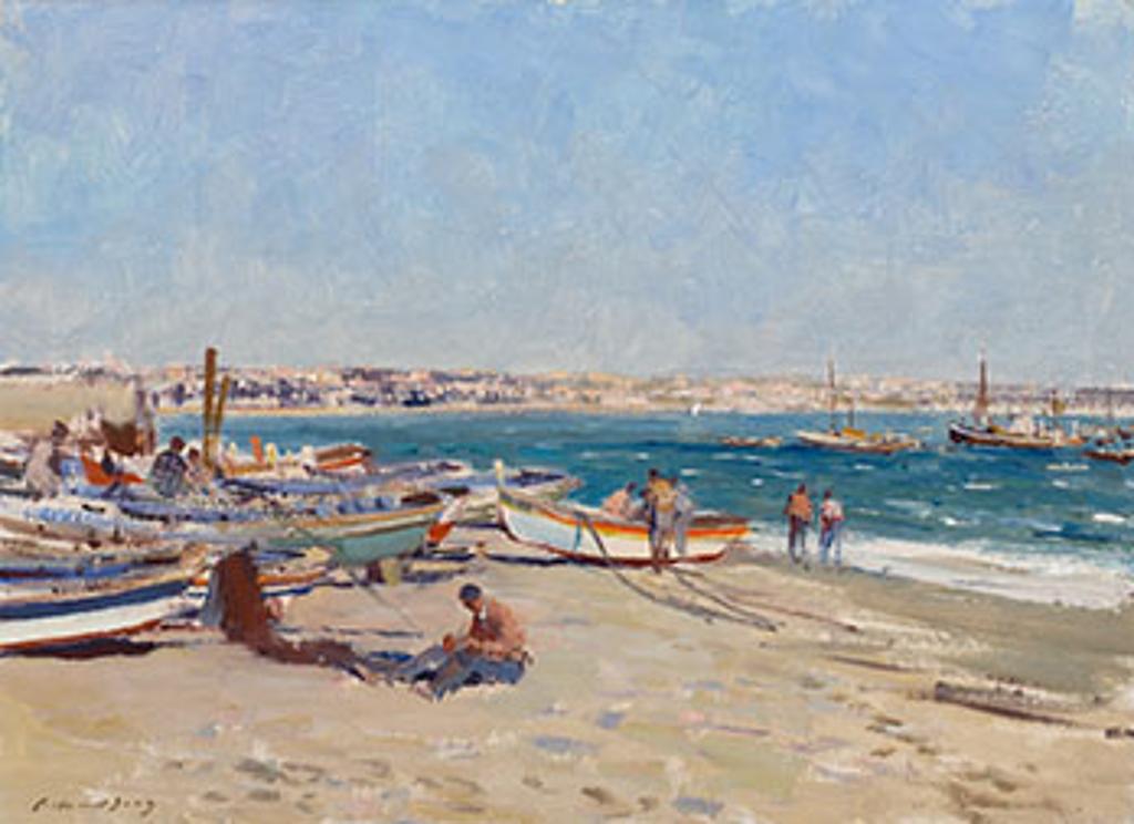 Edward Brian Seago (1910-1974) - Fishing Boats on the Beach, Cascais