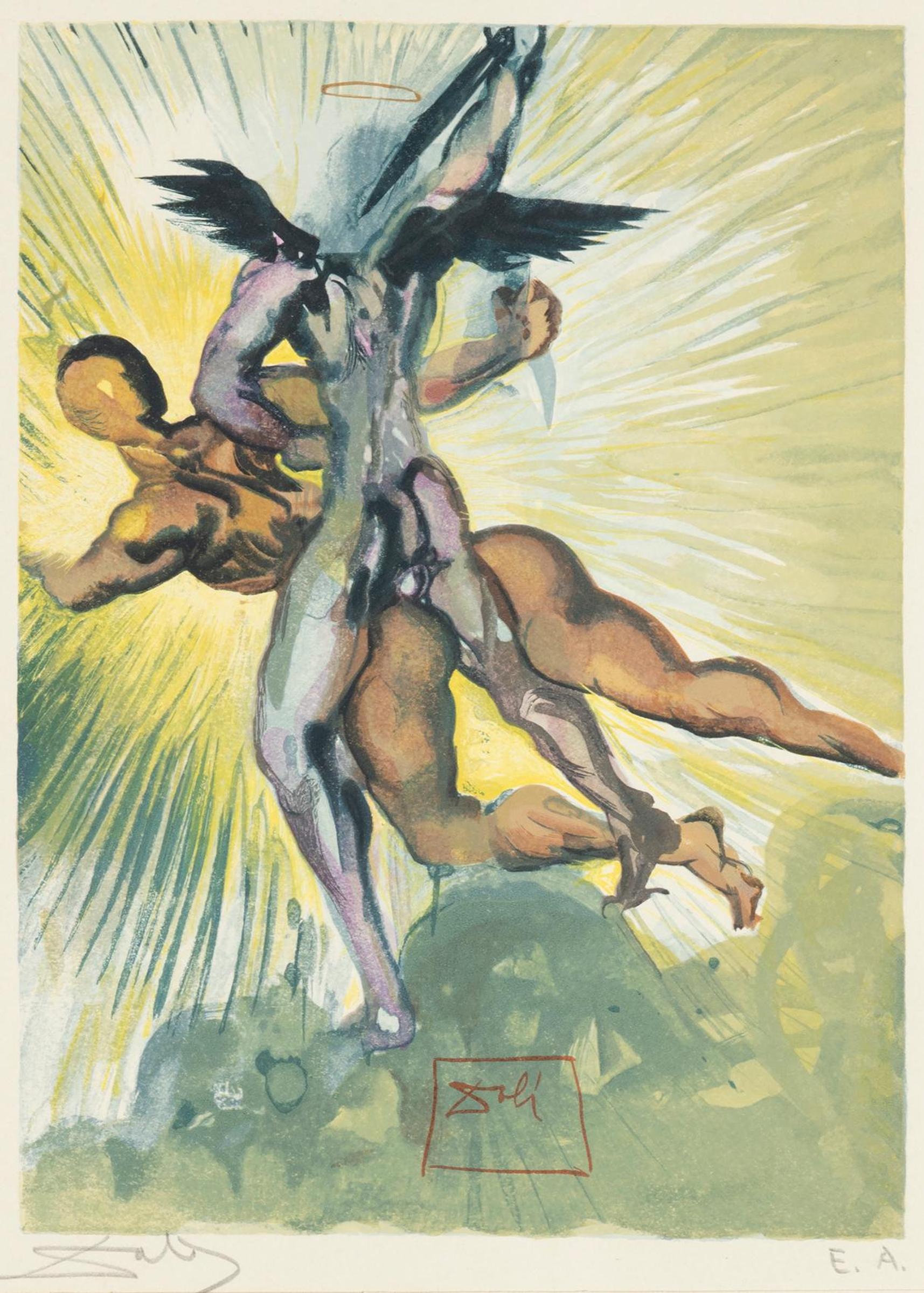 Salvador Dalí (1904-1989) - Divine Comedy, Purgatory #8, The Guardians of the Valley of the Princes