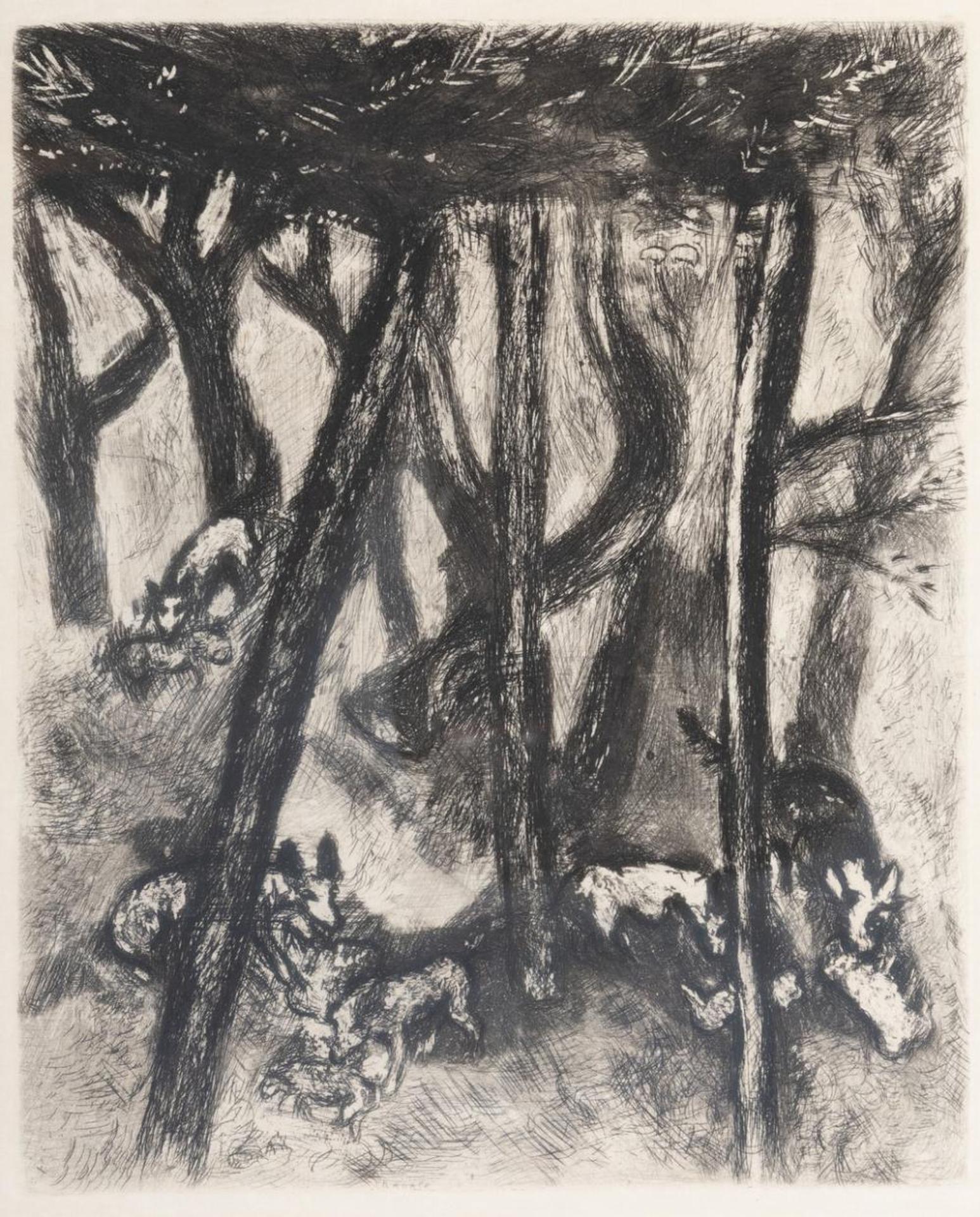 Marc Chagall (1887-1985) - The Wolves and Ewes from Fontaine Fables