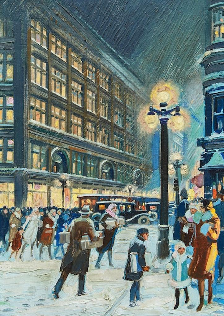 Stanley Francis Turner (1883-1953) - Christmas Eve, Yonge Street, Looking North from Richmond Street, Toronto