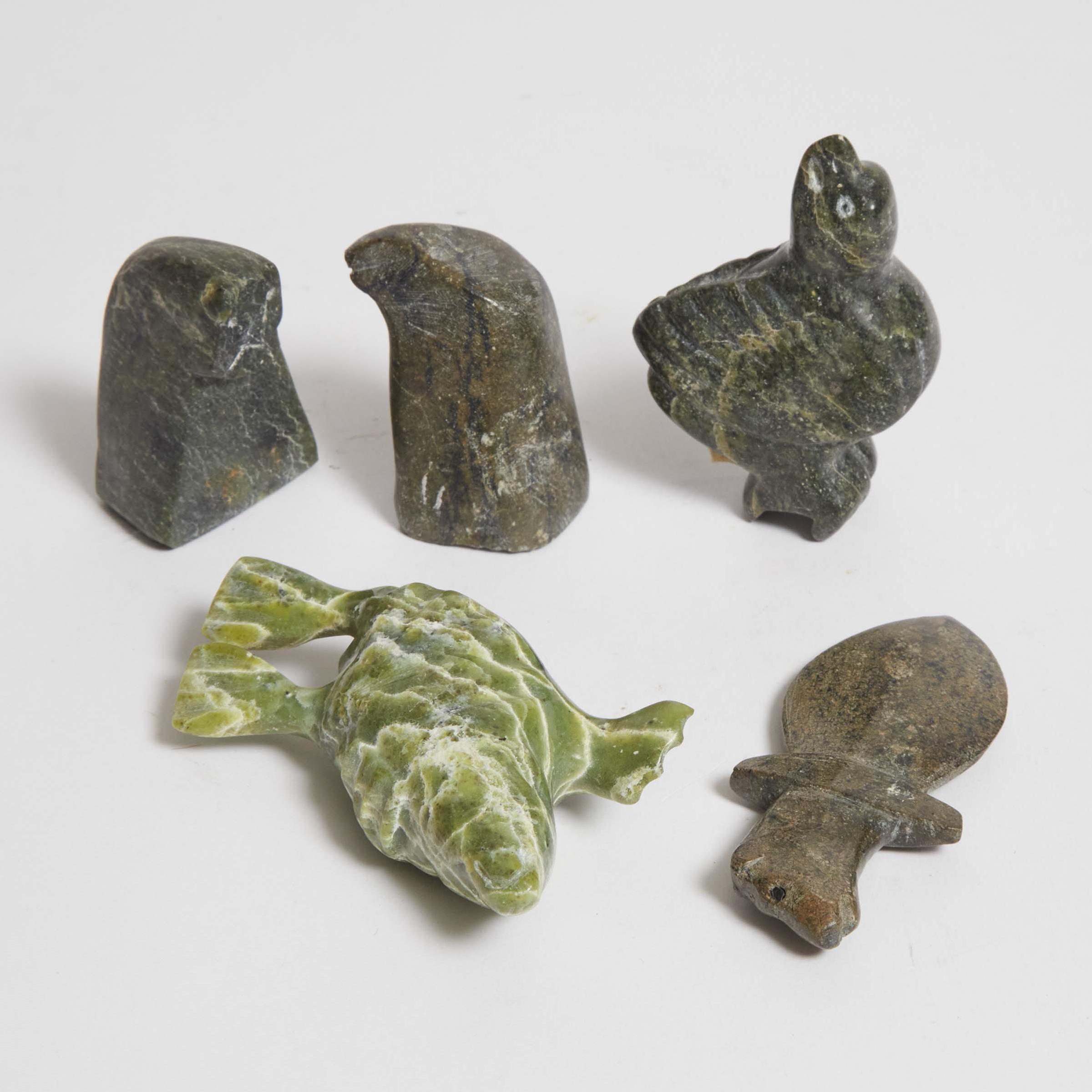 Napachie Sharky (1971-2018) - Seal, Knife With Bear Head Handle, Bird, Two Figures