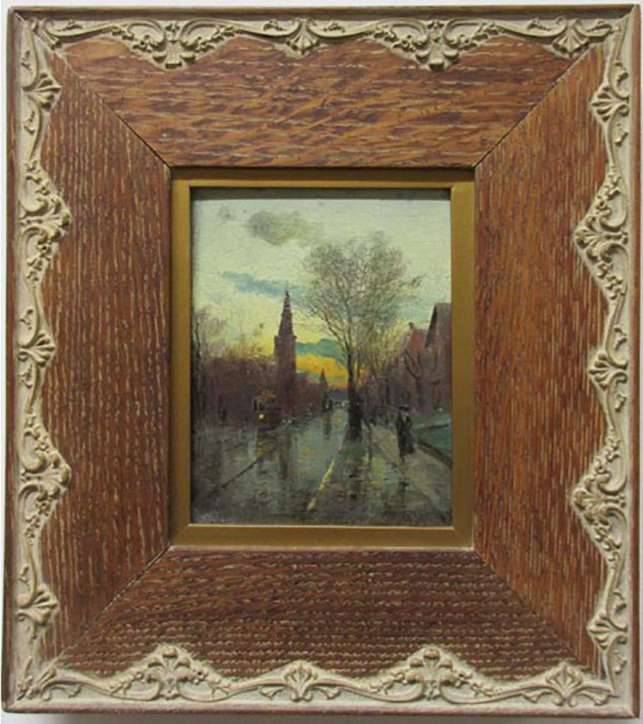 Frederic Martlett Bell-Smith (1846-1923) - Untitled (Toronto Street Scene With Streetcars)