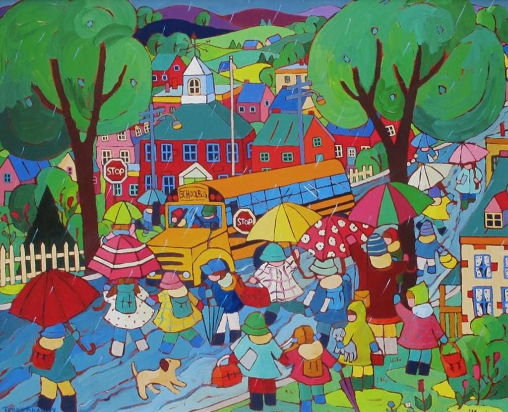Terry Ananny (1956) - School Bus On A Rainy Day