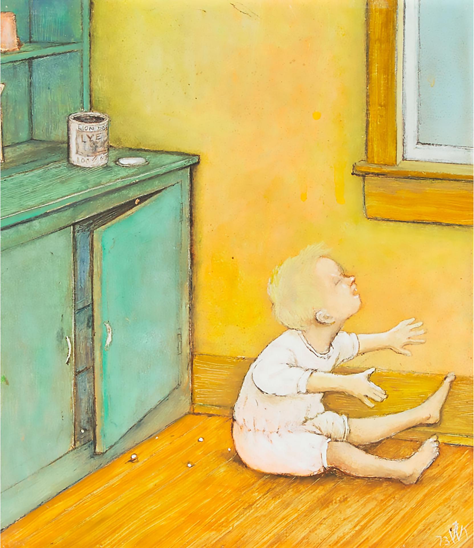 William Kurelek (1927-1977) - Sitting On Lye, 1973