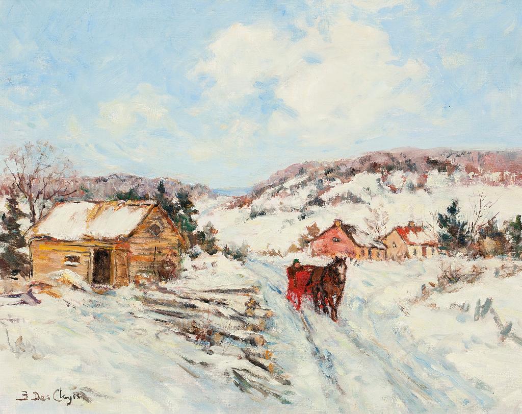 Berthe Des Clayes (1877-1968) - Horse And Carriage On A Winter Road