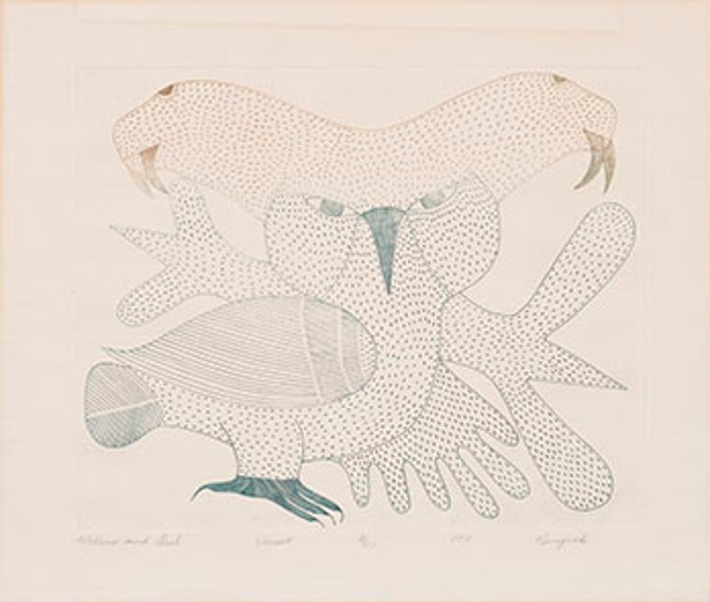 Kenojuak Ashevak (1927-2013) - Walrus and Owl