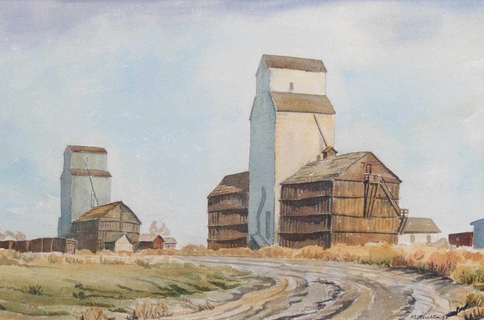 Margaret Dorothy Shelton (1915-1984) - Elevators At Conrich; 1980