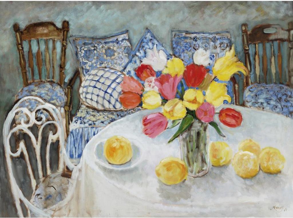 Michael Khoury (1950) - Interior Setting With Tulips