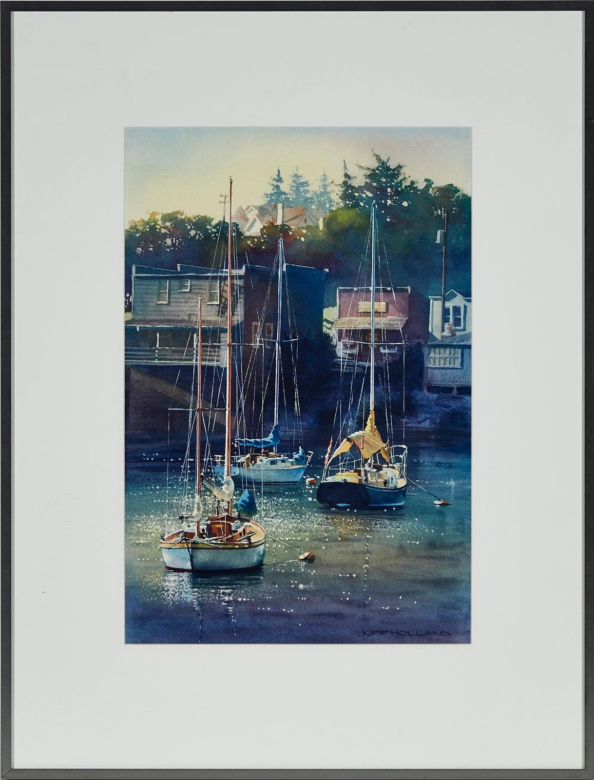Kiff Holland (1942) - Untitled (Sailboats At Rest)