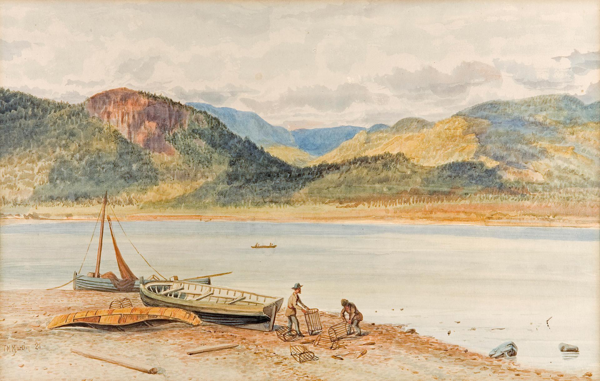 Thomas Mower Martin (1838-1934) - Lobster fishermen repairing their traps