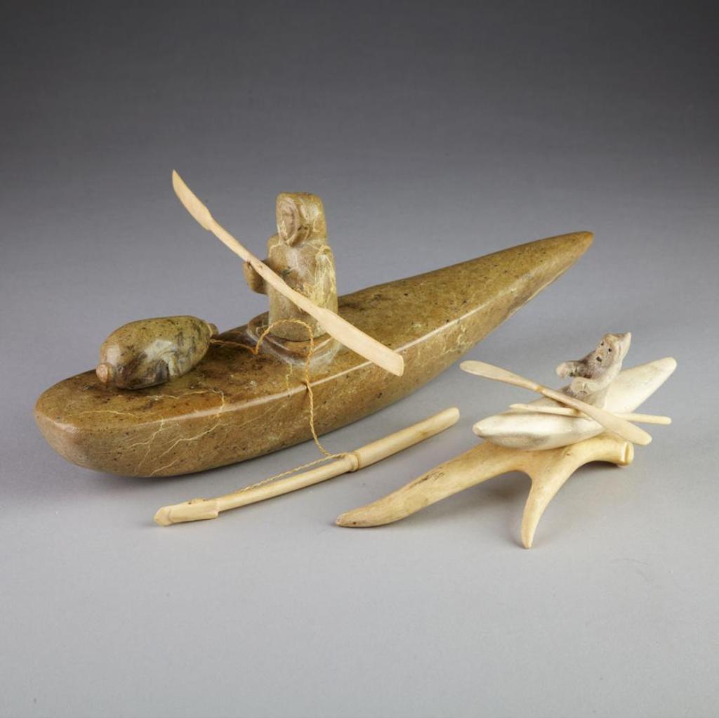 Joe Haulli (1914) - Hunter In Kayak With Harpoon And Avataq; Hunter In Kayak With Harpoon