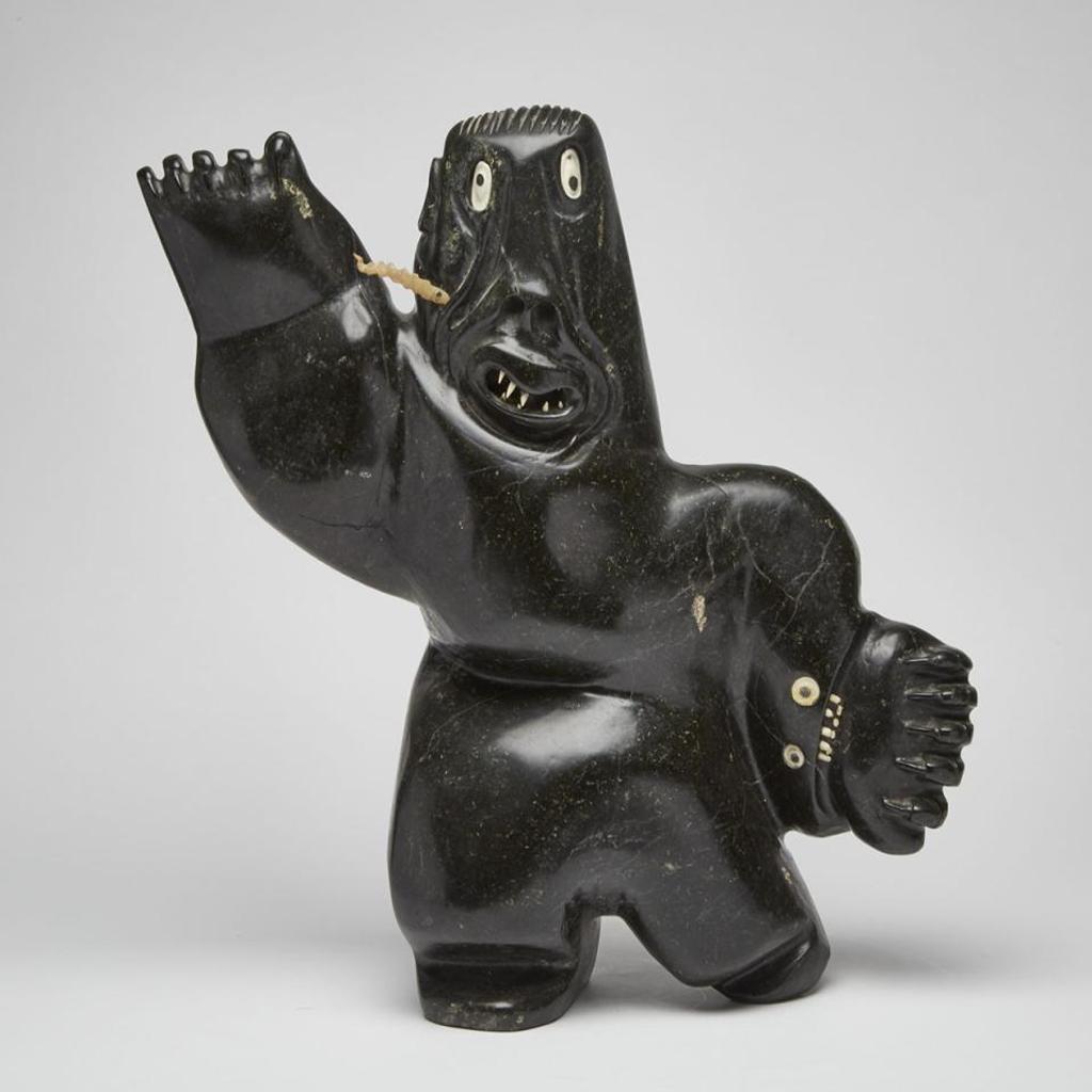 Judas Ullulaq (1937-1998) - Shaman With Helping Spirits, With Inset Moveable Eyes