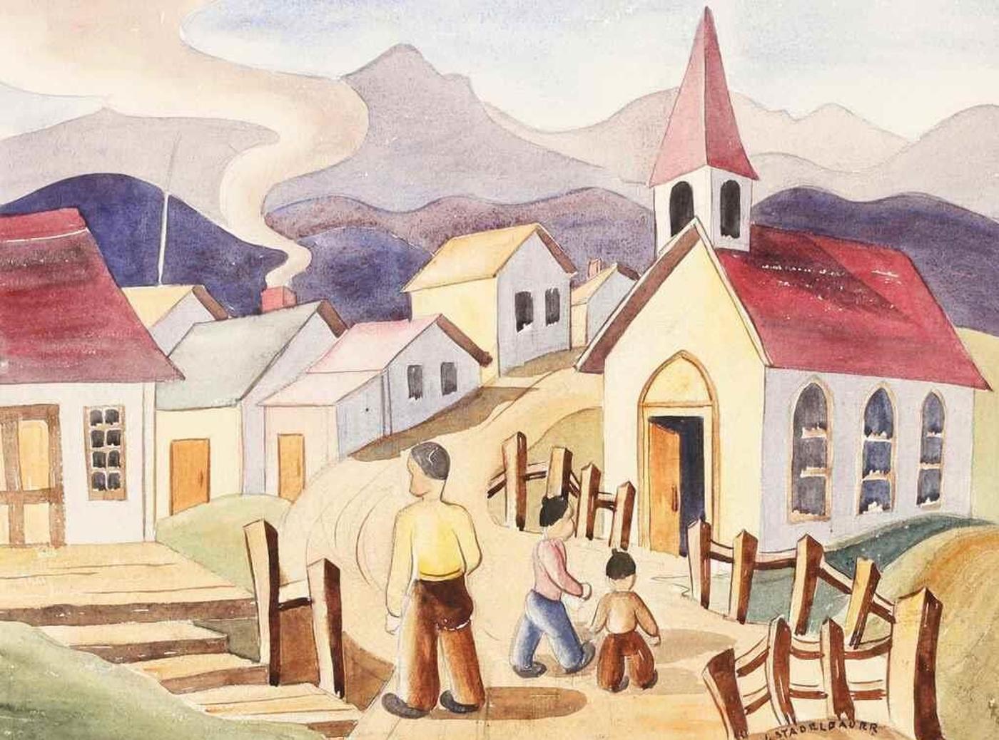 Isabel Stadelbauer (1909-2004) - The Little Church, Canmore