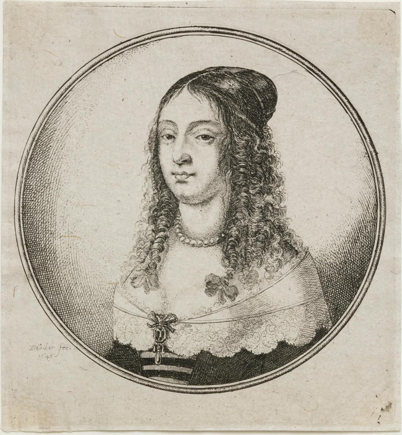 Wenceslaus von Prachna Hollar (1607-1677) - Bust of a Woman with Her Hair Tied in Bows