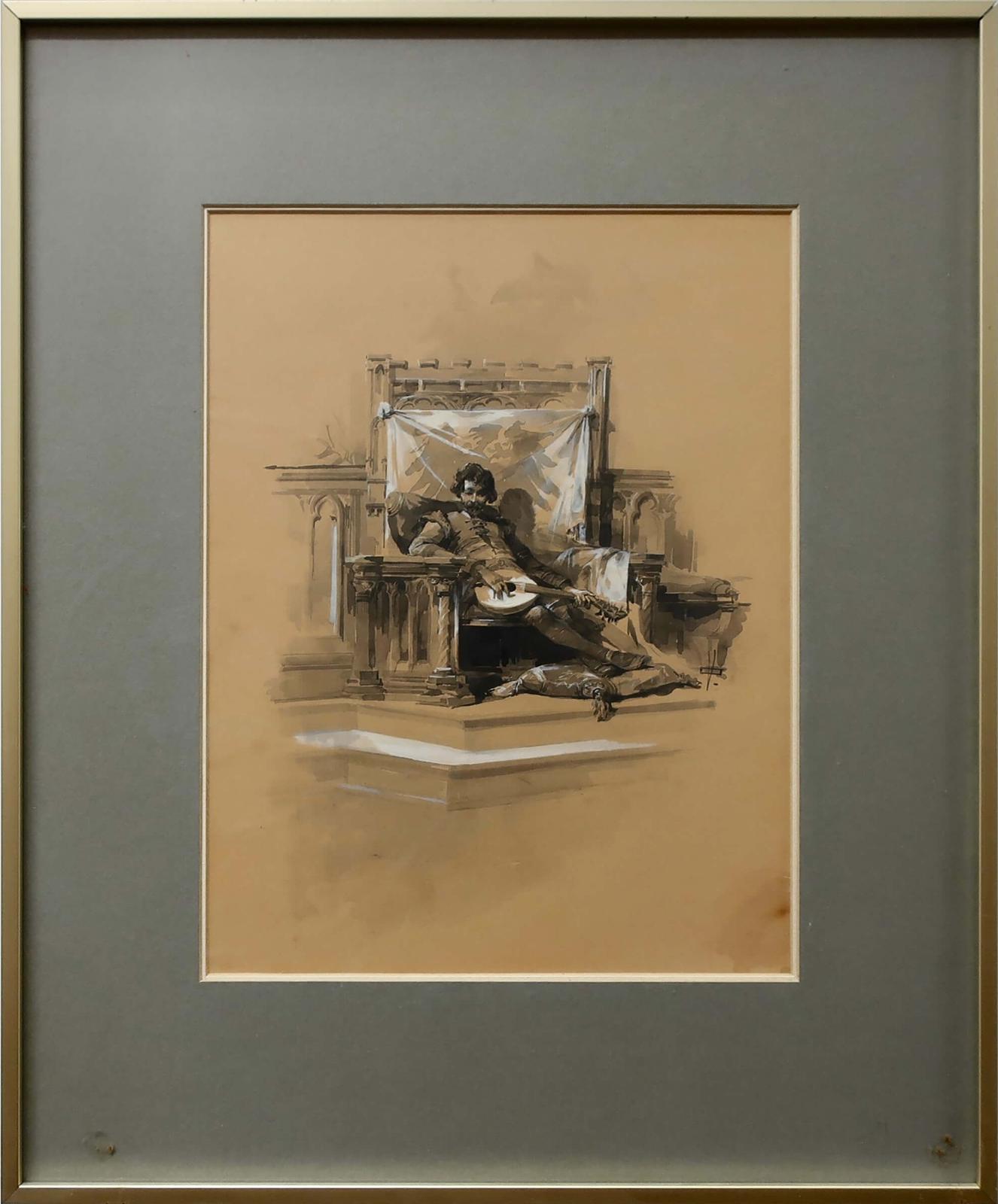 Viktor Oliva (1861-1928) - Untitled (The Tired Lute Player)