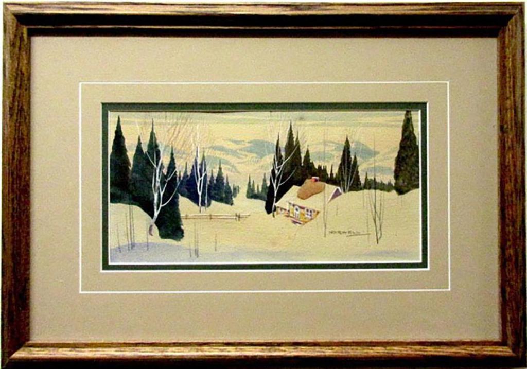Graham Norble Norwell (1901-1967) - Winter Scene With Cabin And Rail Fence