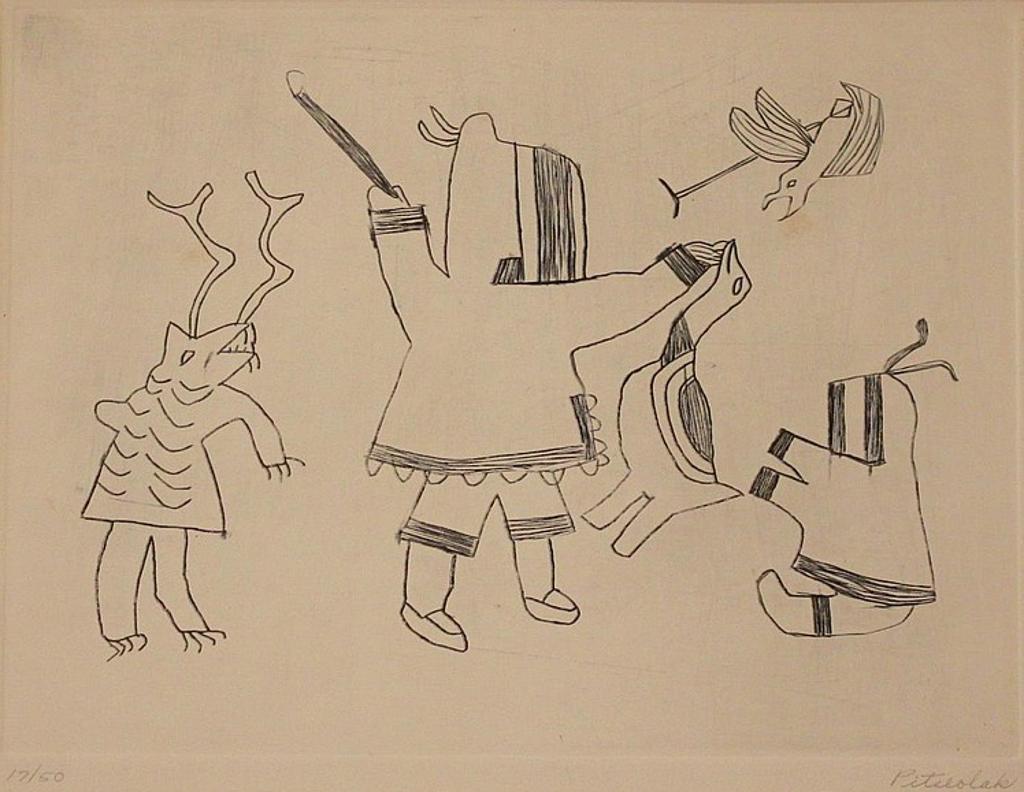 Pitseolak Ashoona (1904-1983) - Untitled - Hunter & Family