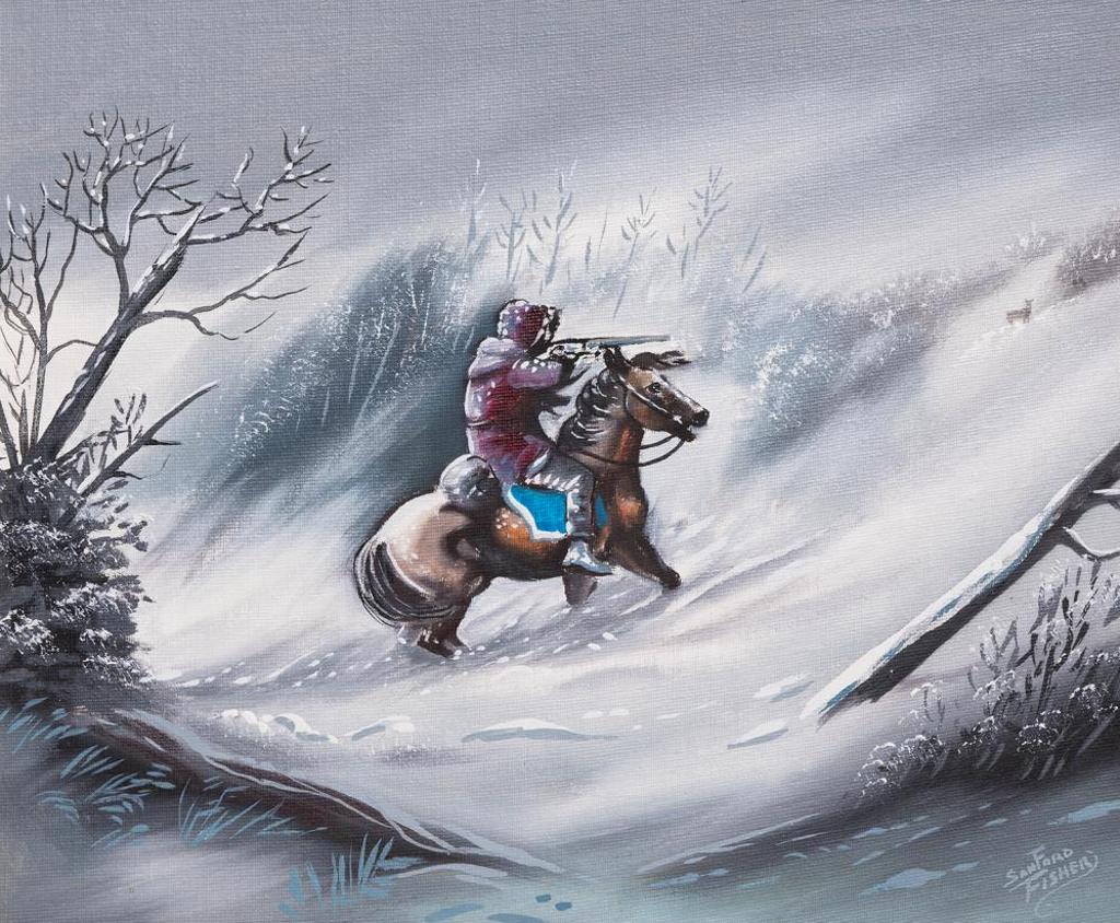 Sanford Fisher (1927-1988) - Untitled - Hunter on Horseback