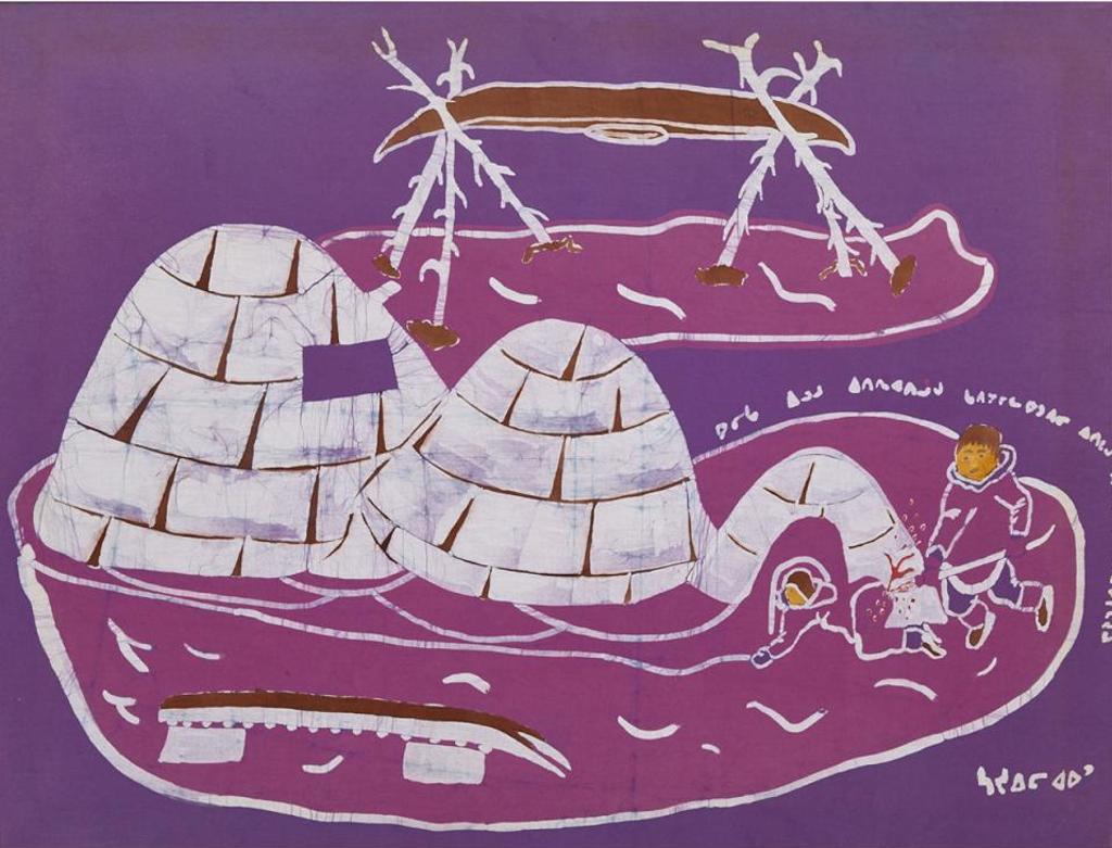 Syollie Arpatuk Amituk (1936-1986) - Untitled (Figure Stabbed In Through A Snow House Wall)