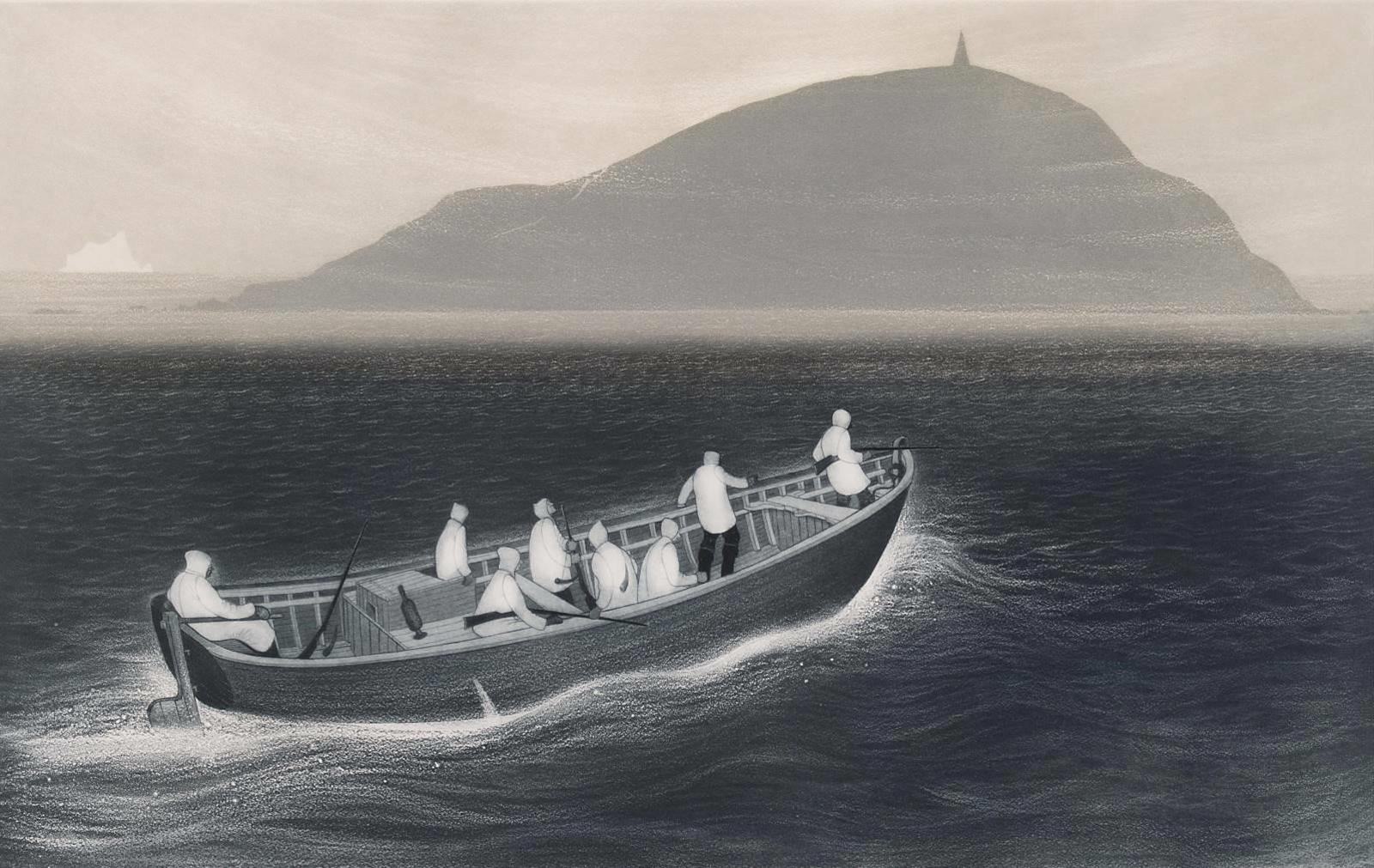 David Lloyd Blackwood (1941-2022) - Seabird Hunters Crossing The Reach; 1981