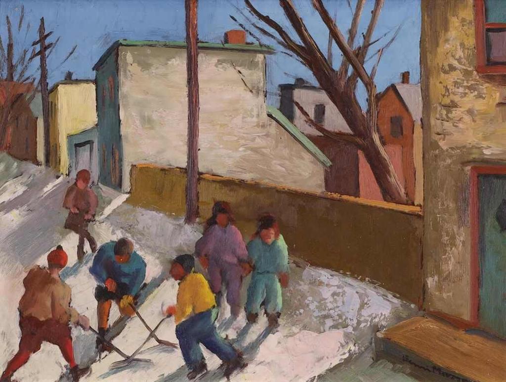 Henri Leopold Masson (1907-1996) - Back Alley Hockey, Ottawa; Ca 1940