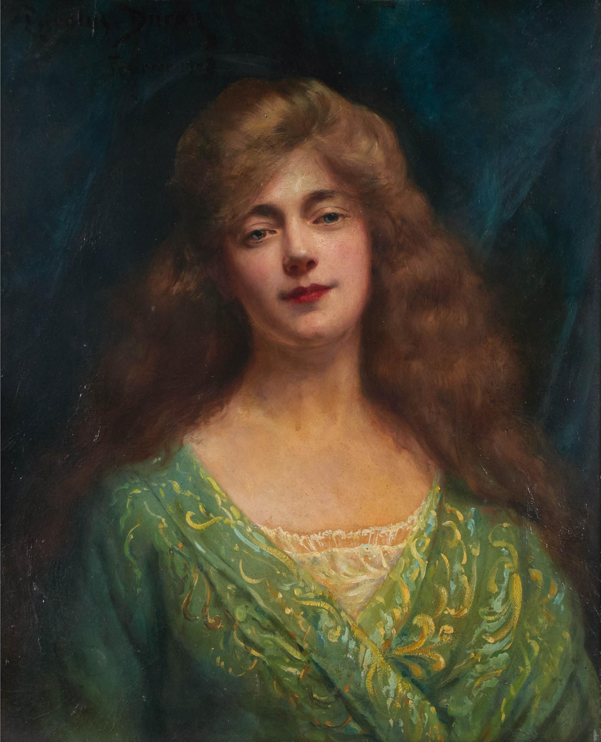 Charles Auguste Émile Duran - Young Woman In Green Patterned Robes, 1908