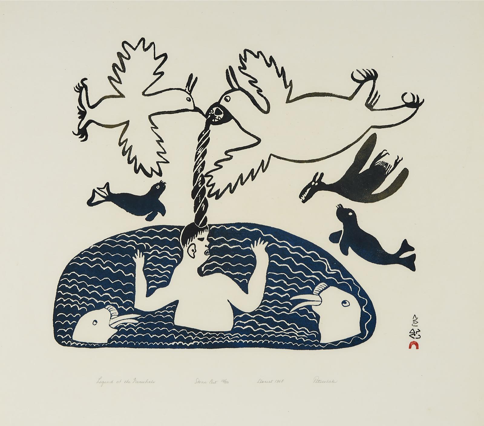 Pitseolak Ashoona (1904-1983) - Legend Of The Narwhal