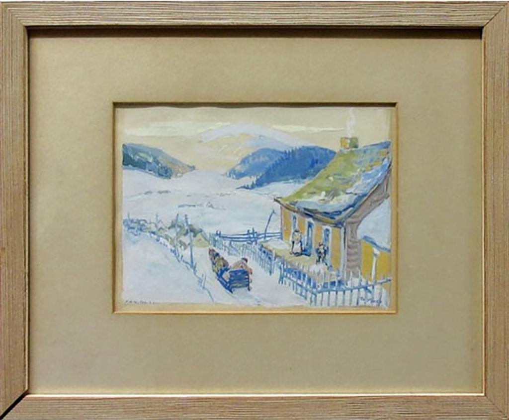 Frederick William Hutchison (1871-1953) - Horse, Sleigh And Habitant House, Winter