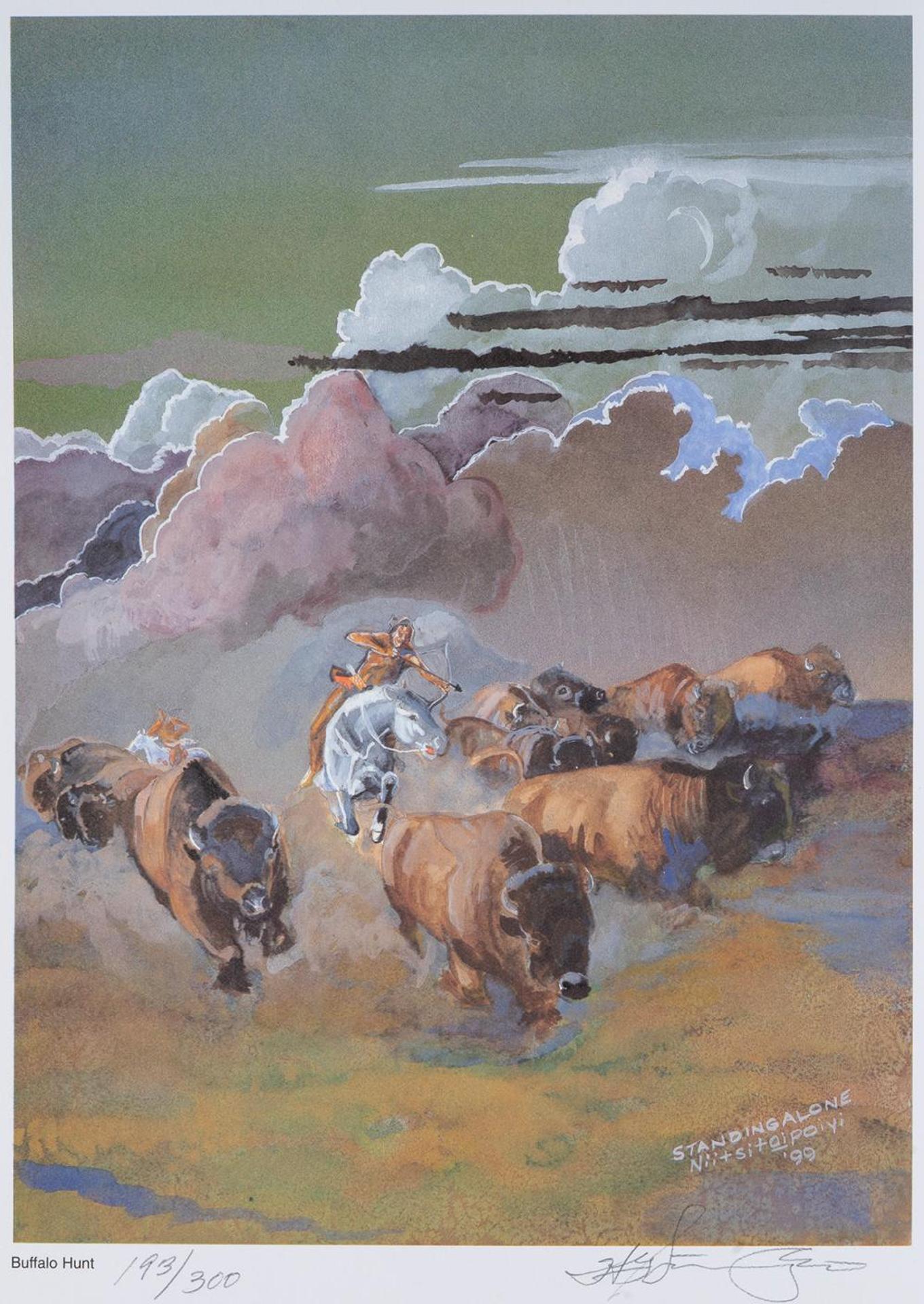 Henry [Niitsitaipoiyi] Standing Alone (1935-2010) - Buffalo Hunt