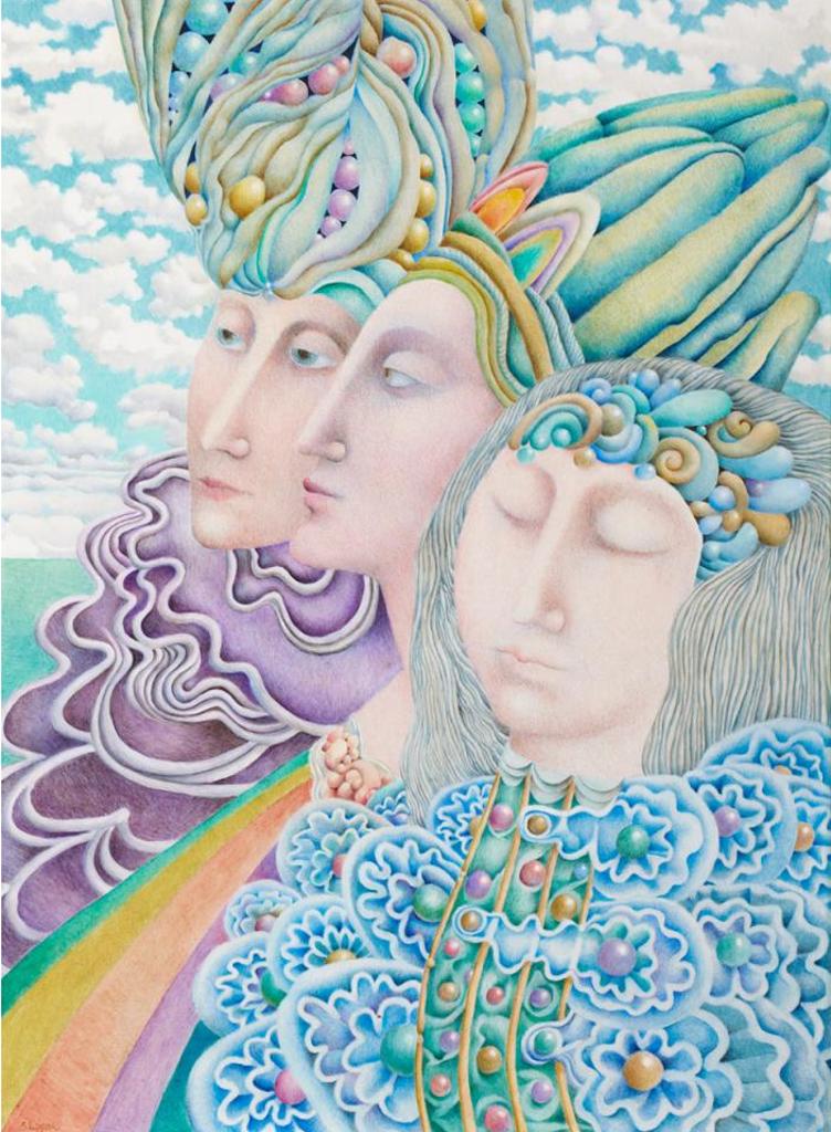 Gary Peter Slipper (1934-2019) - Three Faces In A Whimsical Landscape