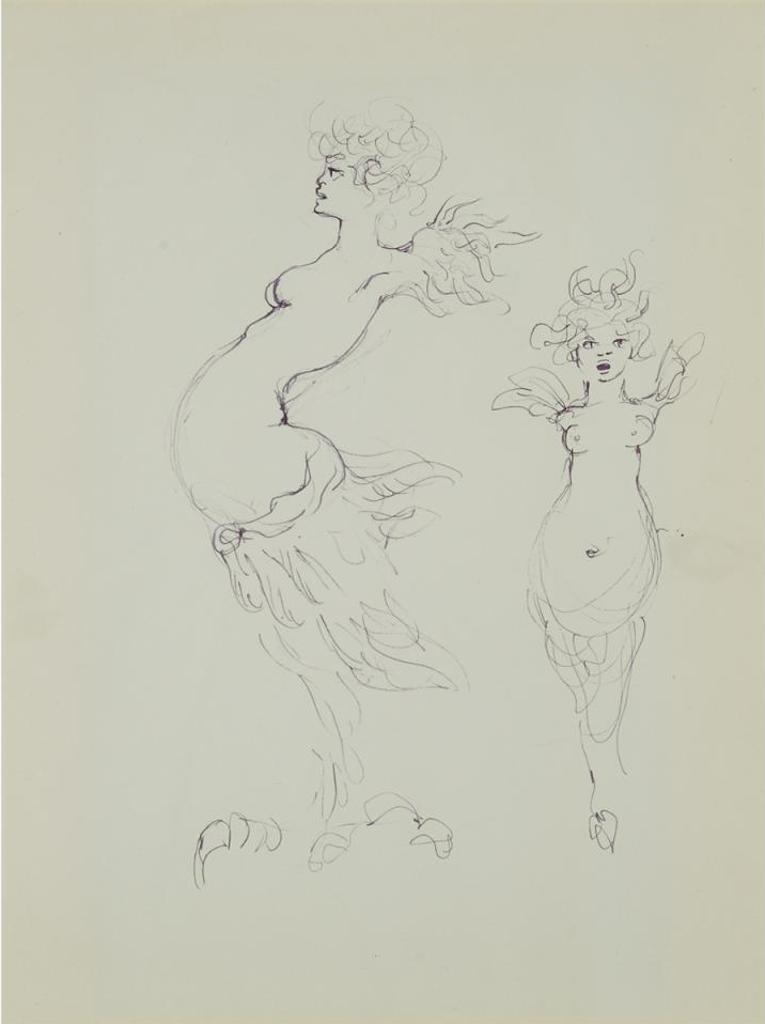 Leonor Fini (1908-1996) - Four Studies Of Female Sphinx (In Two Frames)