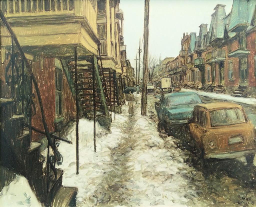 John Geoffrey Caruthers Little (1928-2024) - Une Journee de Mars, Rue Rivard, Montreal (A Day in March, Rue Rivard, Montreal) 1973