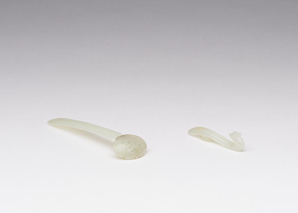 Chinese Art - Two Chinese Pale Celadon Jade Ornaments, 19th Century