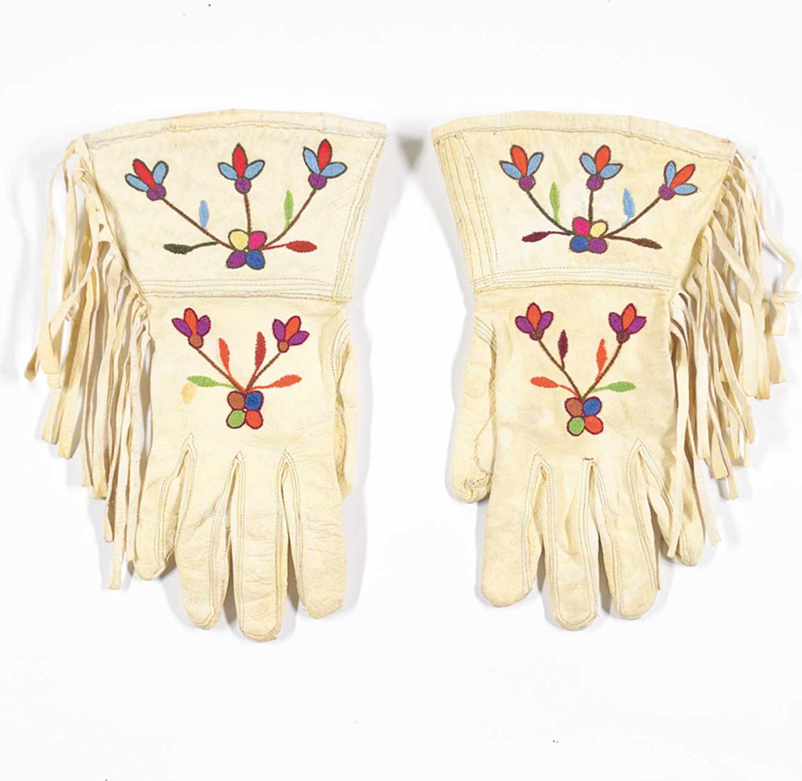 First Nations Basket School - Embroidered White Gaunlets