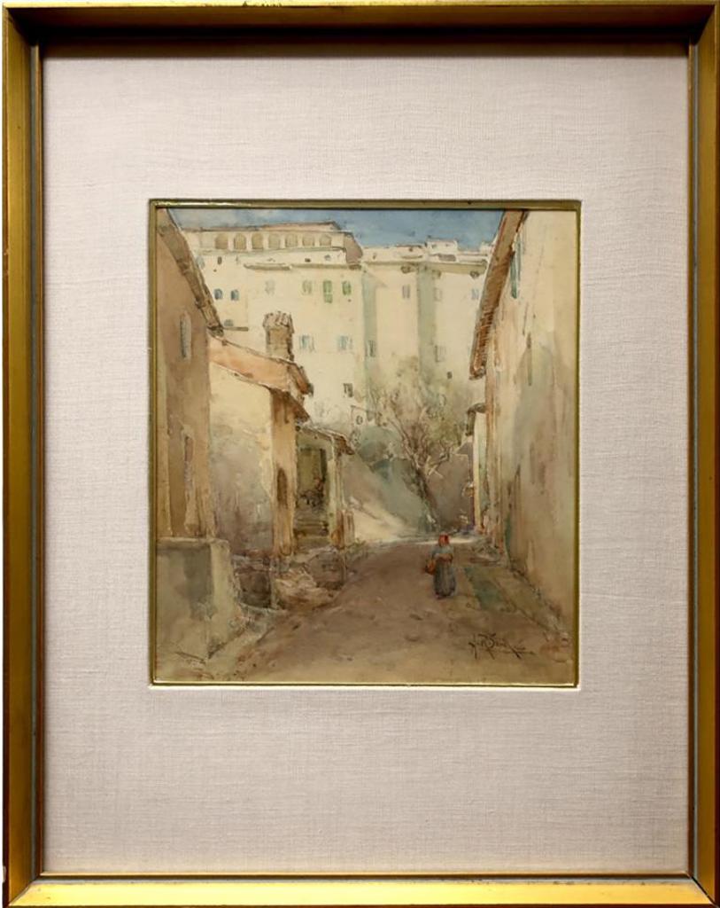 Arthur Reginald Smith (1872-1934) - Woman With Basket Walking In Back Lane