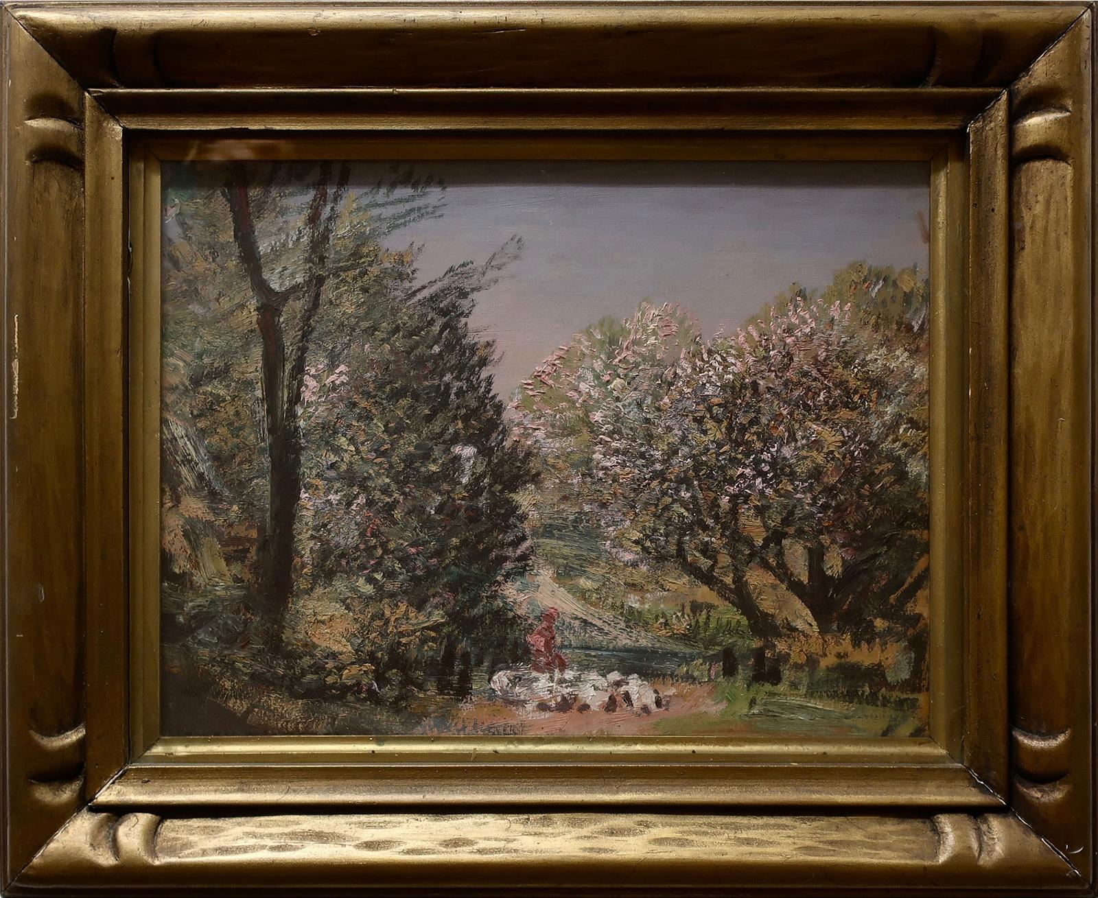 Homer Ransford Watson (1855-1936) - Untitled (Shepherdess With Flock By Lake)