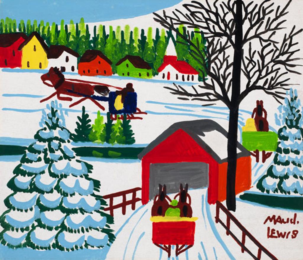 Maud Kathleen Lewis (1903-1970) - Covered Bridge in Winter
