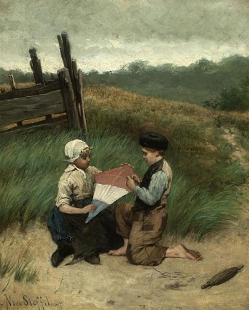 Nicolaas Steffelaar (1852-1918) - Mending The Kite