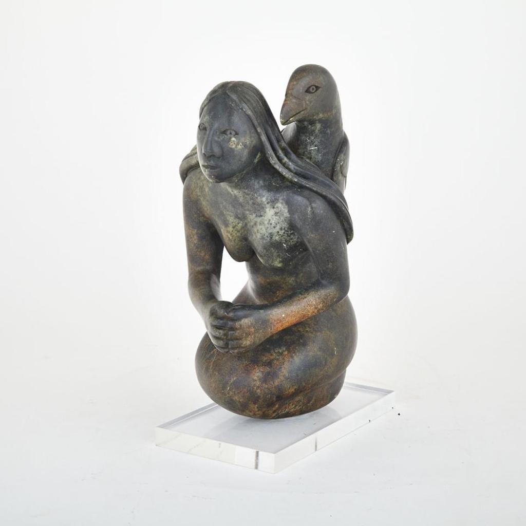 Abraham Apakark Anghik (1951) - Kneeling Woman With Raven Spirit