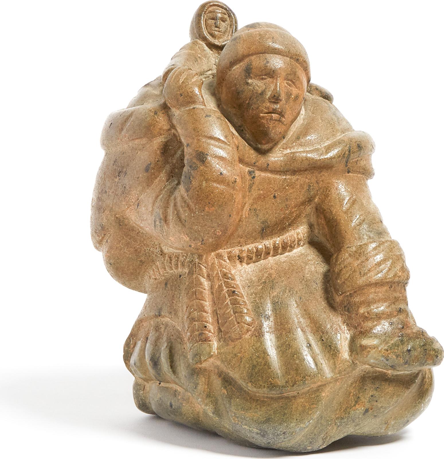 Eva Atammik Keatainaq (1919-1988) - Kneeling Mother With Child In Her Amaut And Holding A Kamik