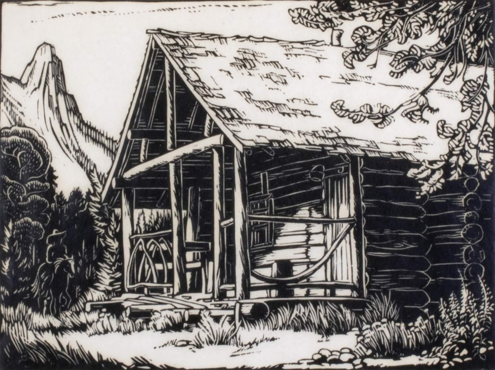 Margaret Dorothy Shelton (1915-1984) - Wardens Cabin At Athabasca Falls; 1972
