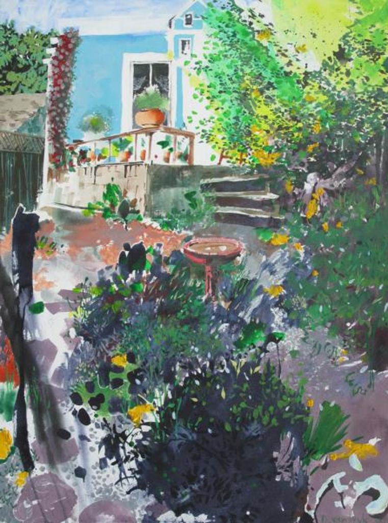 Dirk van Wyk (1944) - Garden Patio With Birdbath; 2000