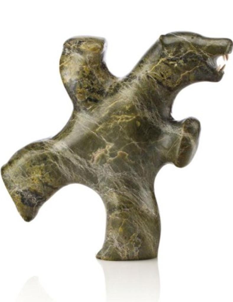 Pauta Saila (1916-2009) - Dancing Bear, late 1980s, Marbled green stone and ivory