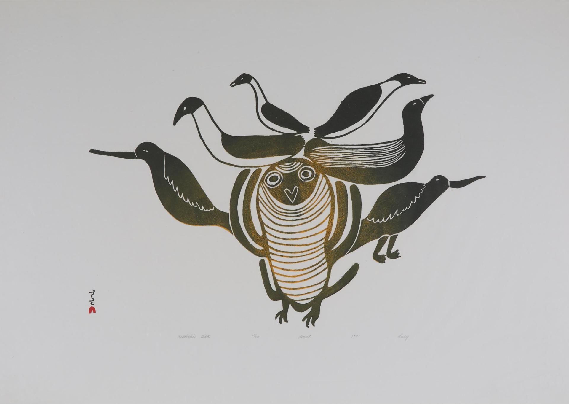 Lucy Qinnuayuak (1915-1982) - Acrobatic Bird