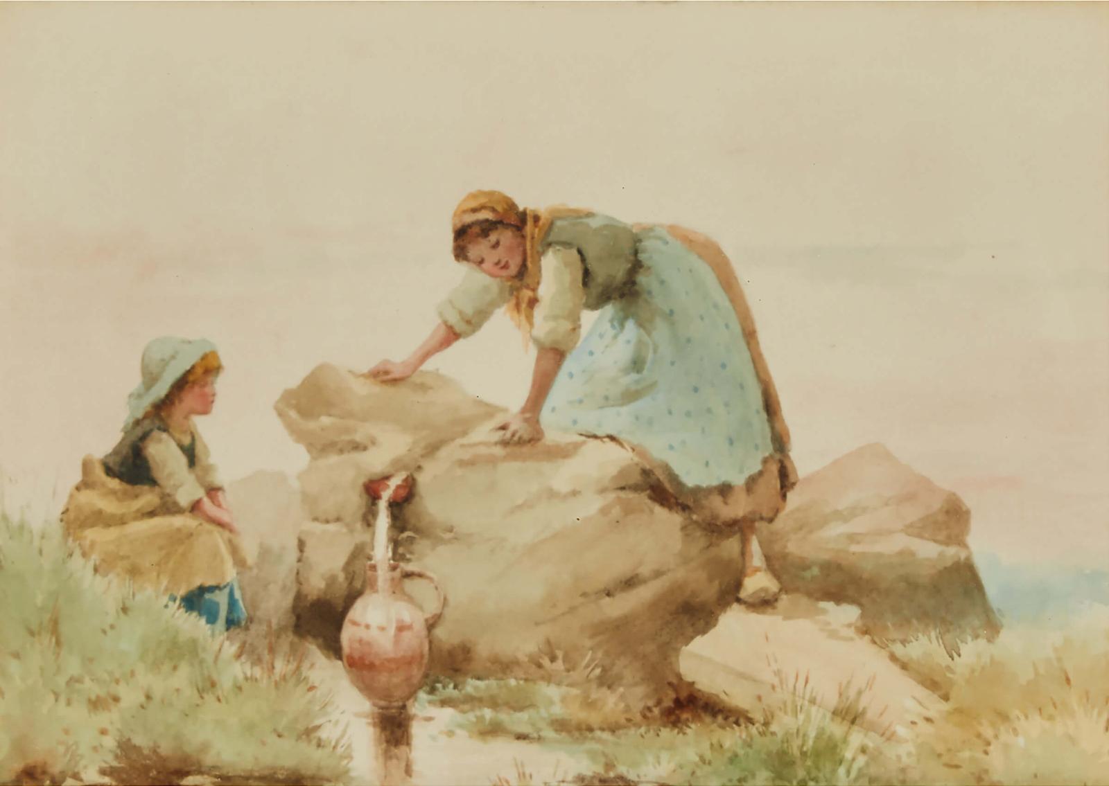 Aubrey Ramus - Girls Carrying Hay; Girls At A Rock